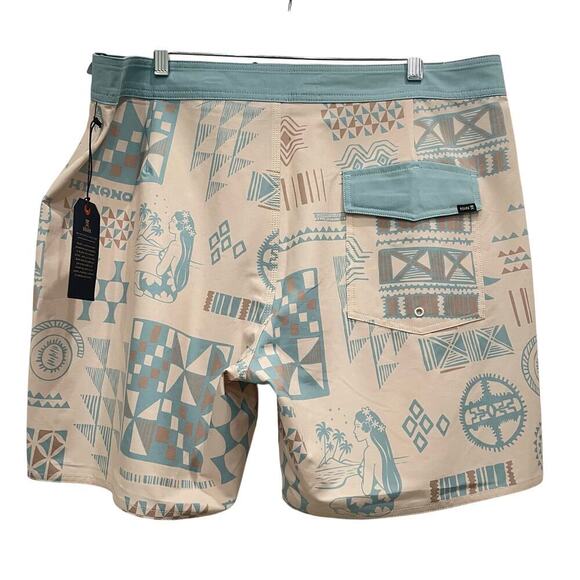 NWT Mens Roark Blue Tan Passage 17 Inch Hinano Vahine Boardshorts Size 38 - Picture 7 of 14